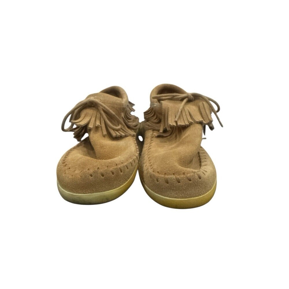 Minnetonka Venice 457 Women's 6.5 Tan Suede Bootie Ankle Boots Moccasins Fringe - Picture 2 of 7